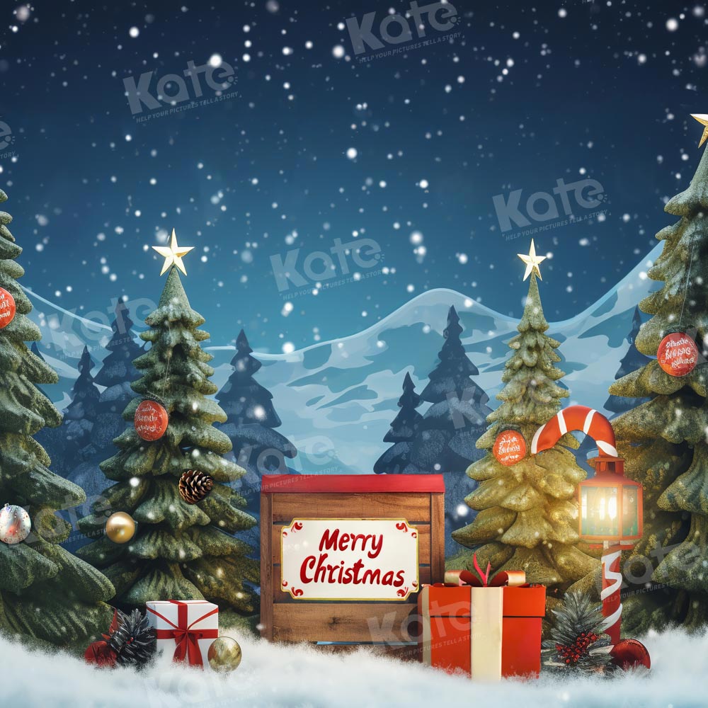 Kate Sapin de Noël Cadeaux Nuit Montagne Toile de fond conçu par Emetselch - Kate Backdrop FR