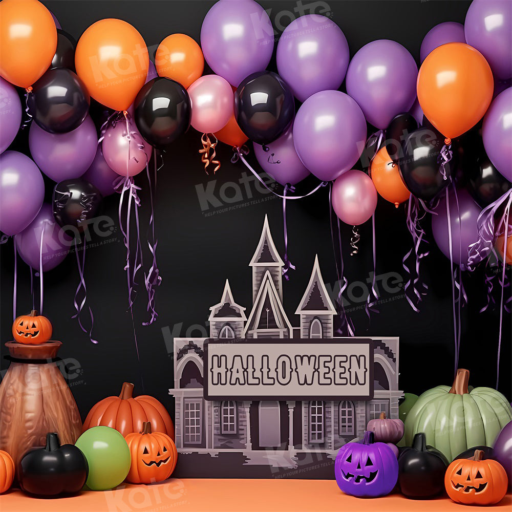 Kate Halloween Ballons Citrouille Enfant Toile de fond pour la photographie - Kate Backdrop FR