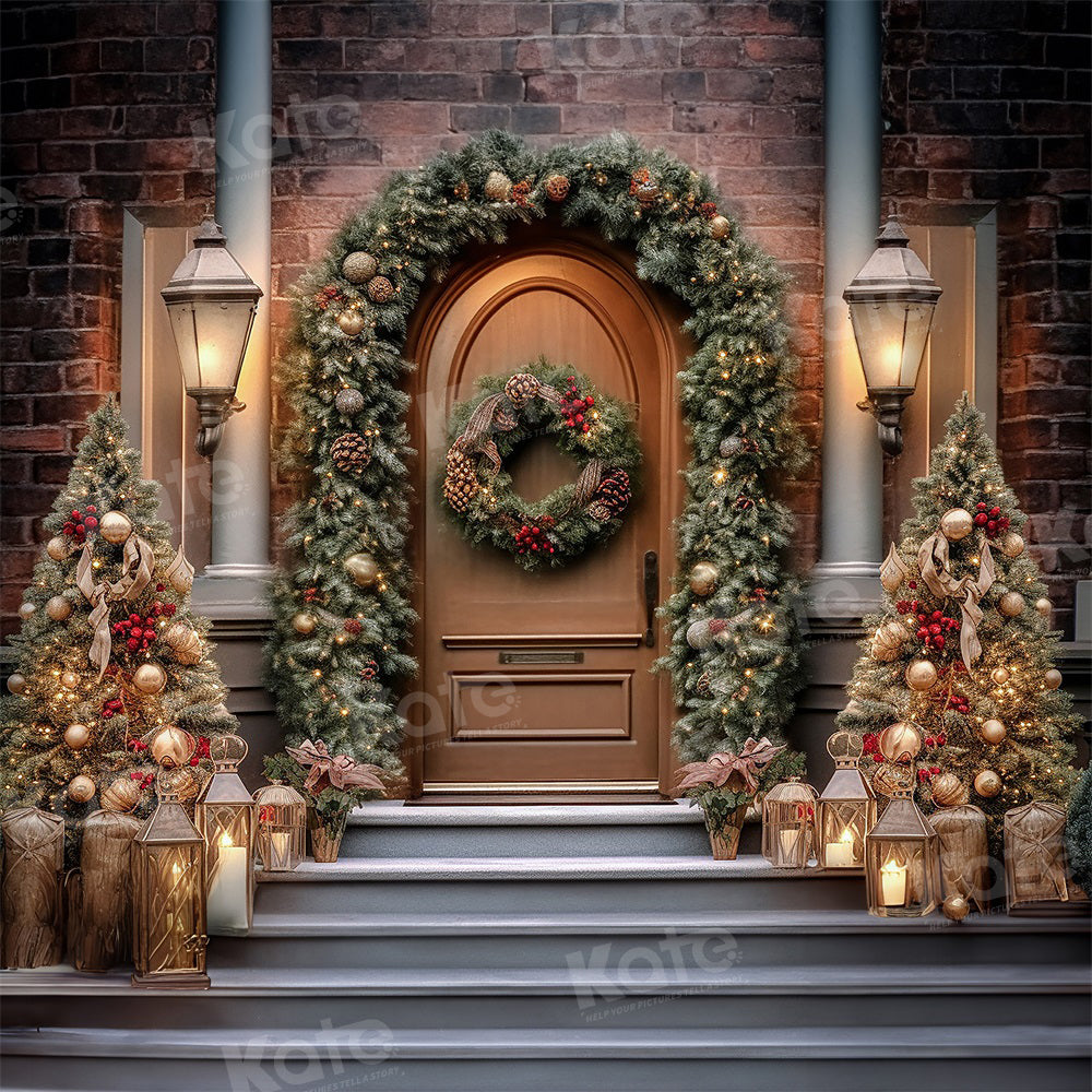 Kate Noël Hiver Porte Doré Toile de fond pour la photographie - Kate Backdrop FR
