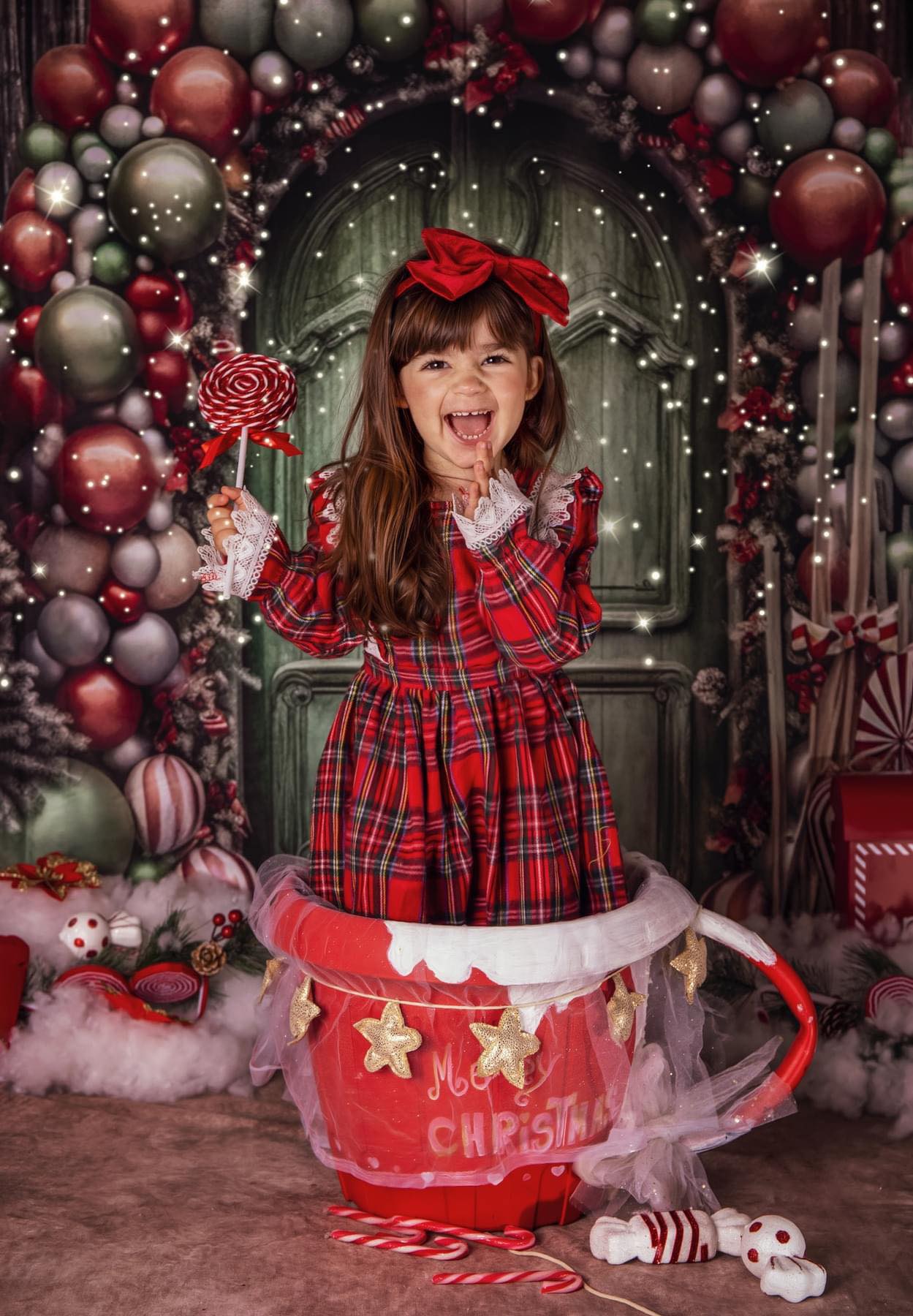 Kate Porte Vert Ballons Noël Toile de fond pour la photographie - Kate Backdrop FR
