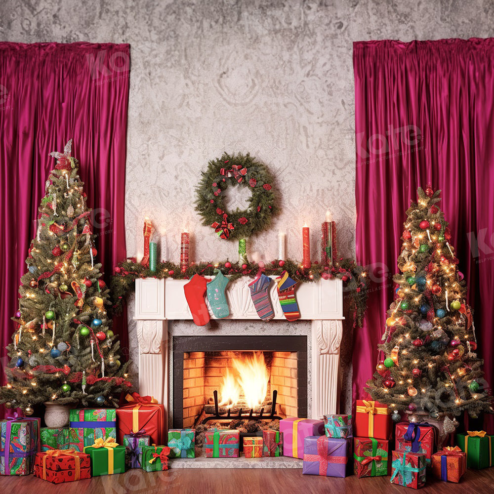 Kate Hiver Noël Coloré Cadeaux Rideau Toile de fond pour la photographie - Kate Backdrop FR