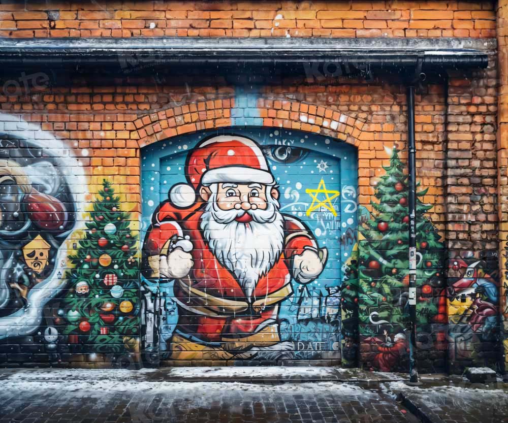 Kate père Noël Graffiti Mur de briques Toile de fond conçu par Emetselch - Kate Backdrop FR