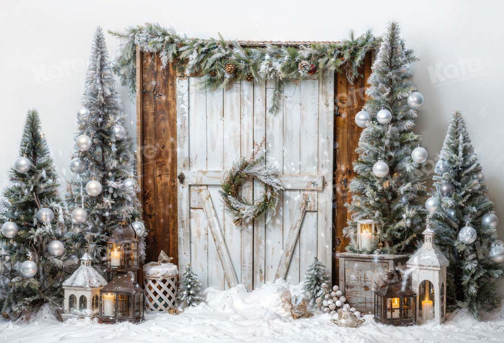 Kate Porte Noël Grange Arbres Toile de fond conçu par Emetselch - Kate Backdrop FR