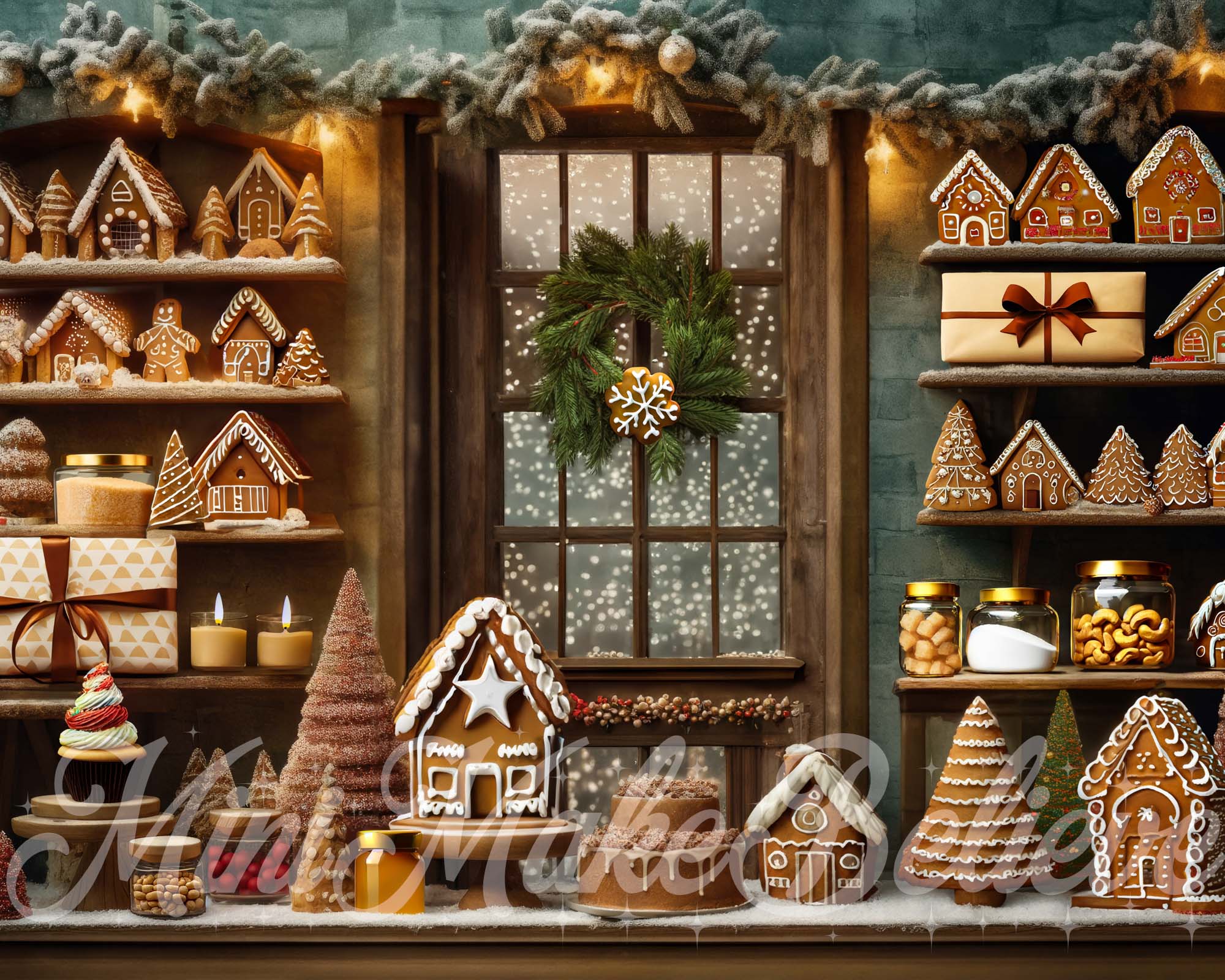 Kate Pain d'épice Cuisine Noël Hiver Toile de fond conçue par Mini MakeBelieve - Kate Backdrop FR