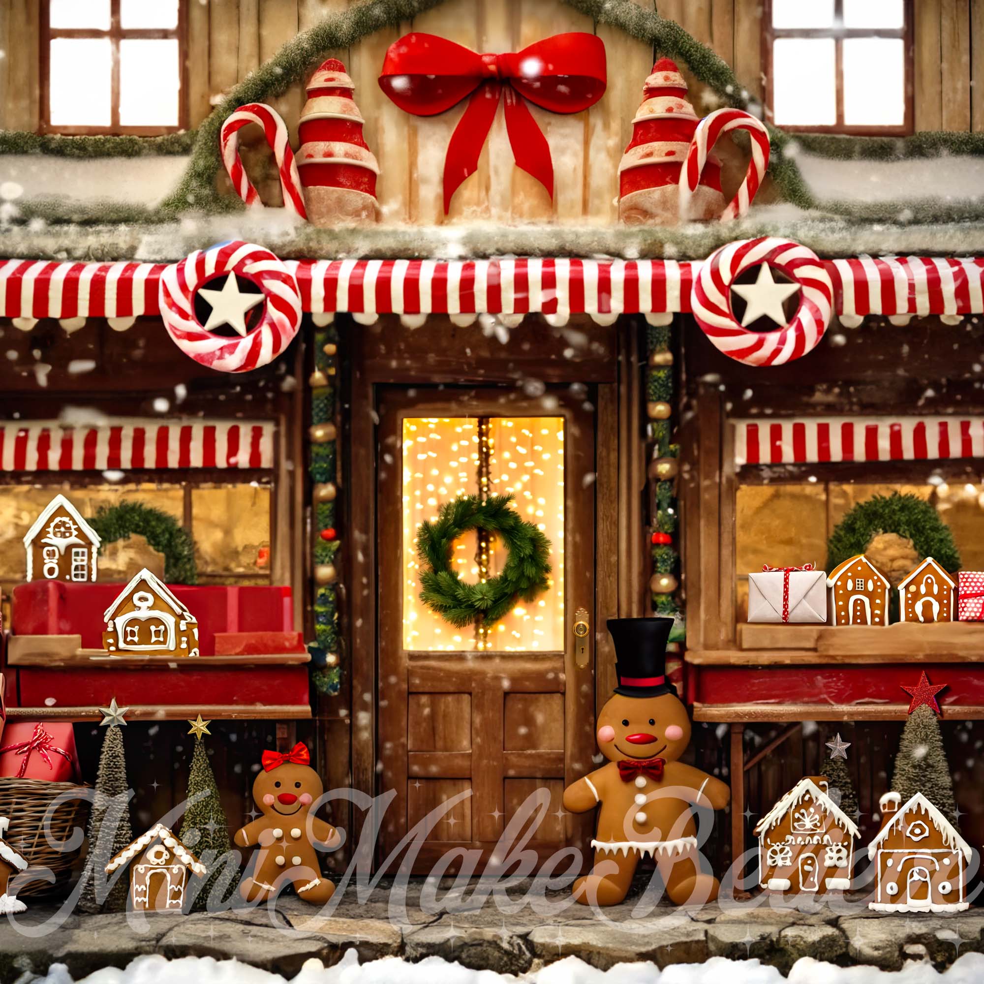 Kate Pain d'épice Magasin Rustique Noël Toile de fond conçue par Mini MakeBelieve - Kate Backdrop FR