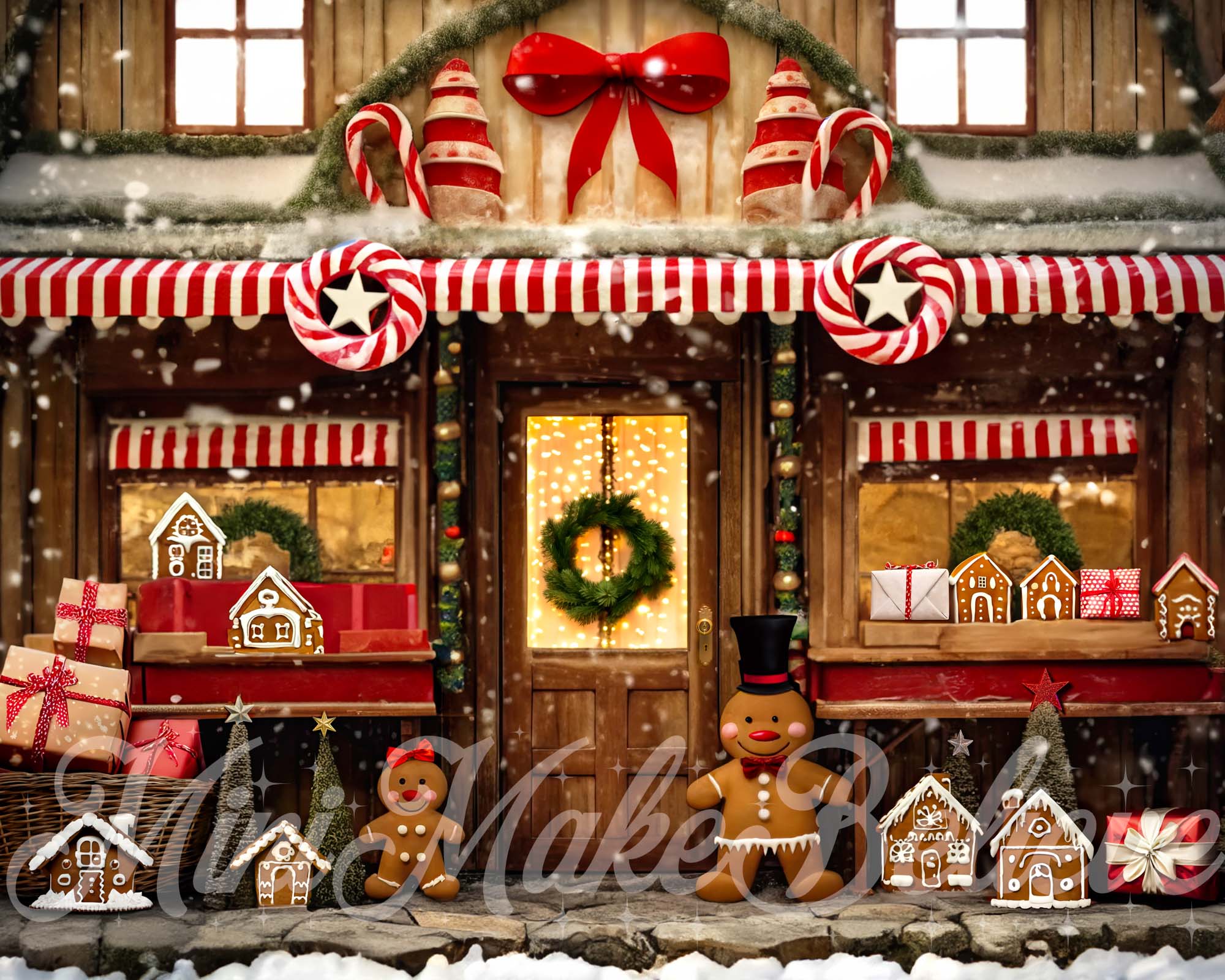 Kate Pain d'épice Magasin Rustique Noël Toile de fond conçue par Mini MakeBelieve - Kate Backdrop FR