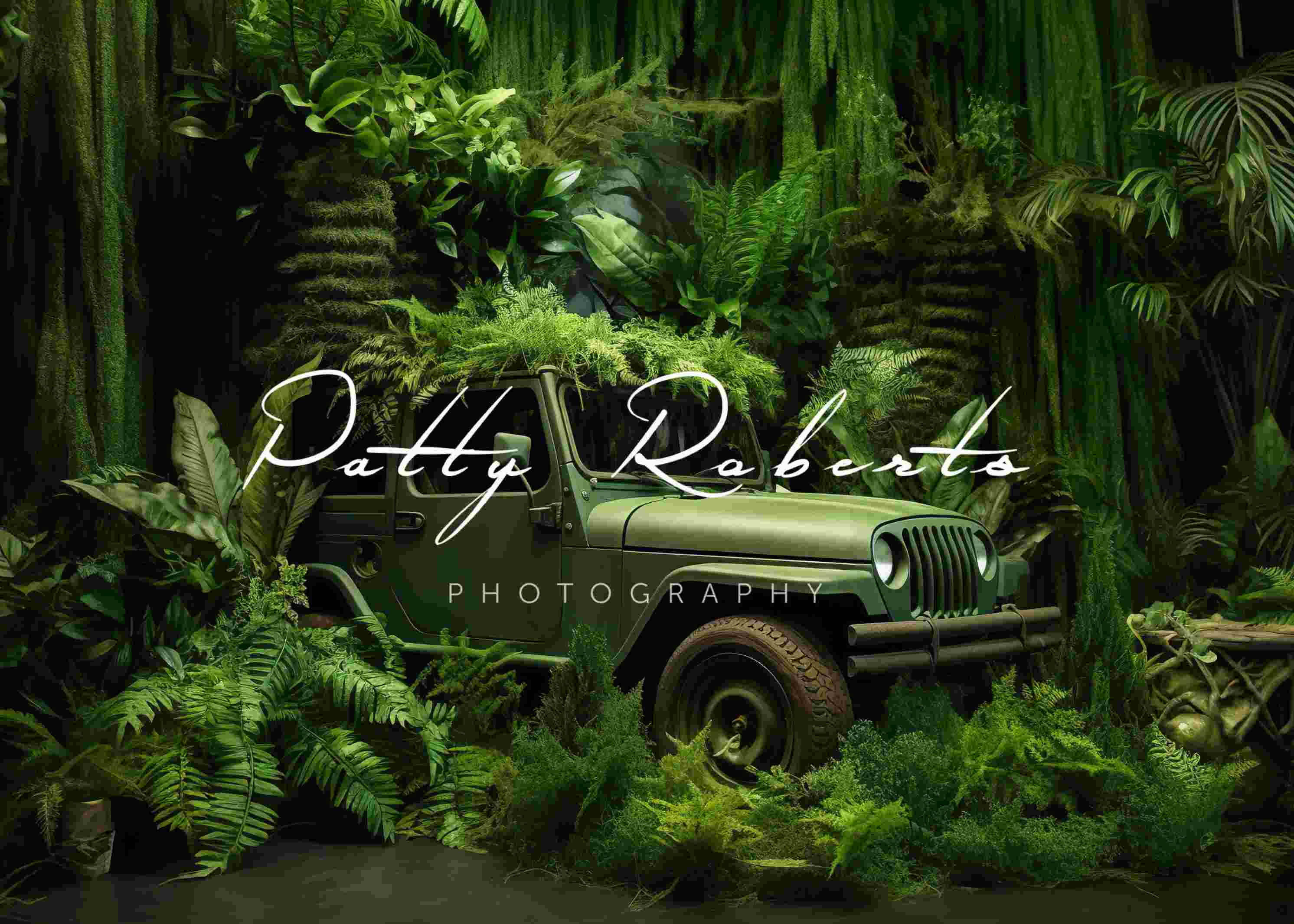 Kate Jeep Vert Jungle Toile de fond Conçu par Patty Robert - Kate Backdrop FR
