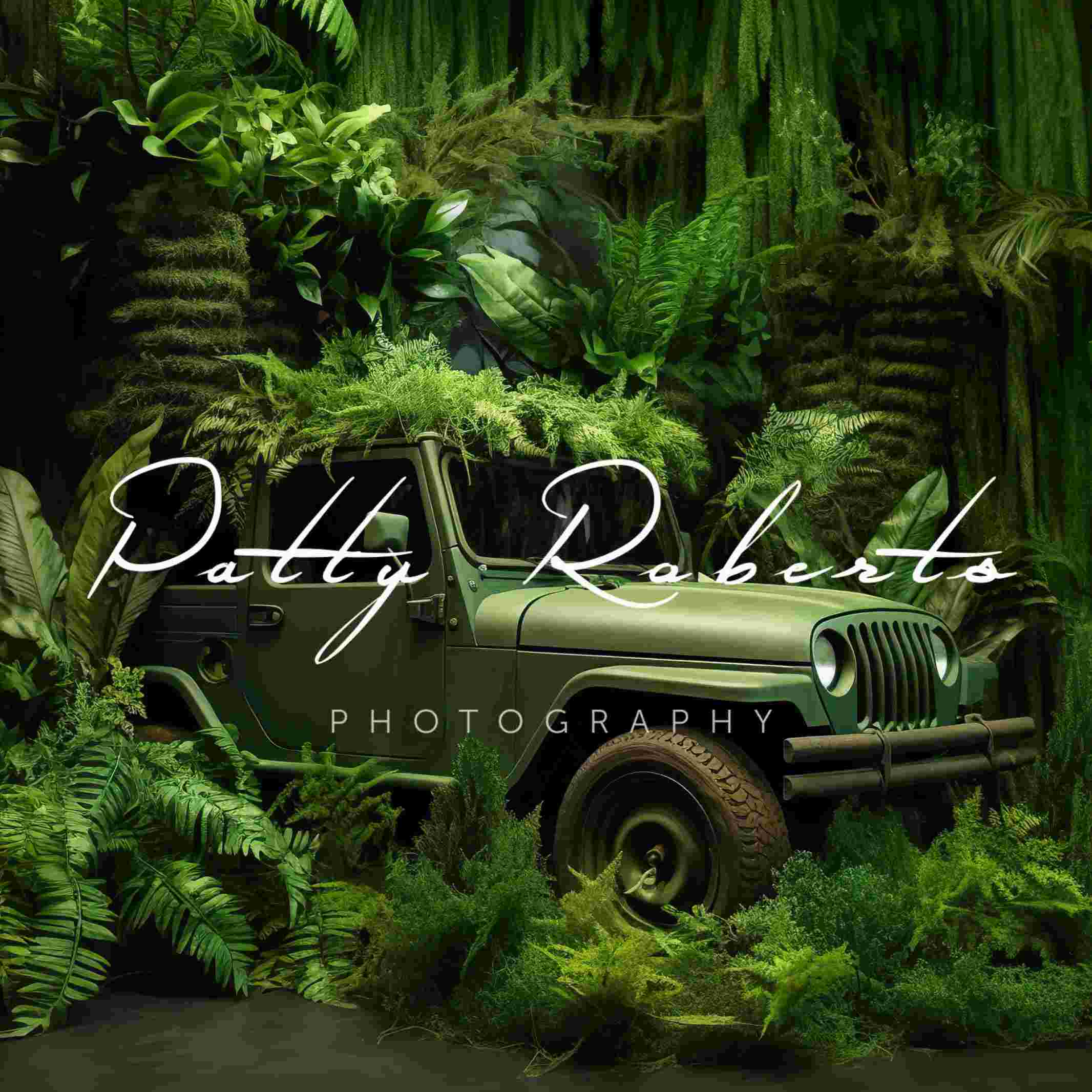 Kate Jeep Vert Jungle Toile de fond Conçu par Patty Robert - Kate Backdrop FR