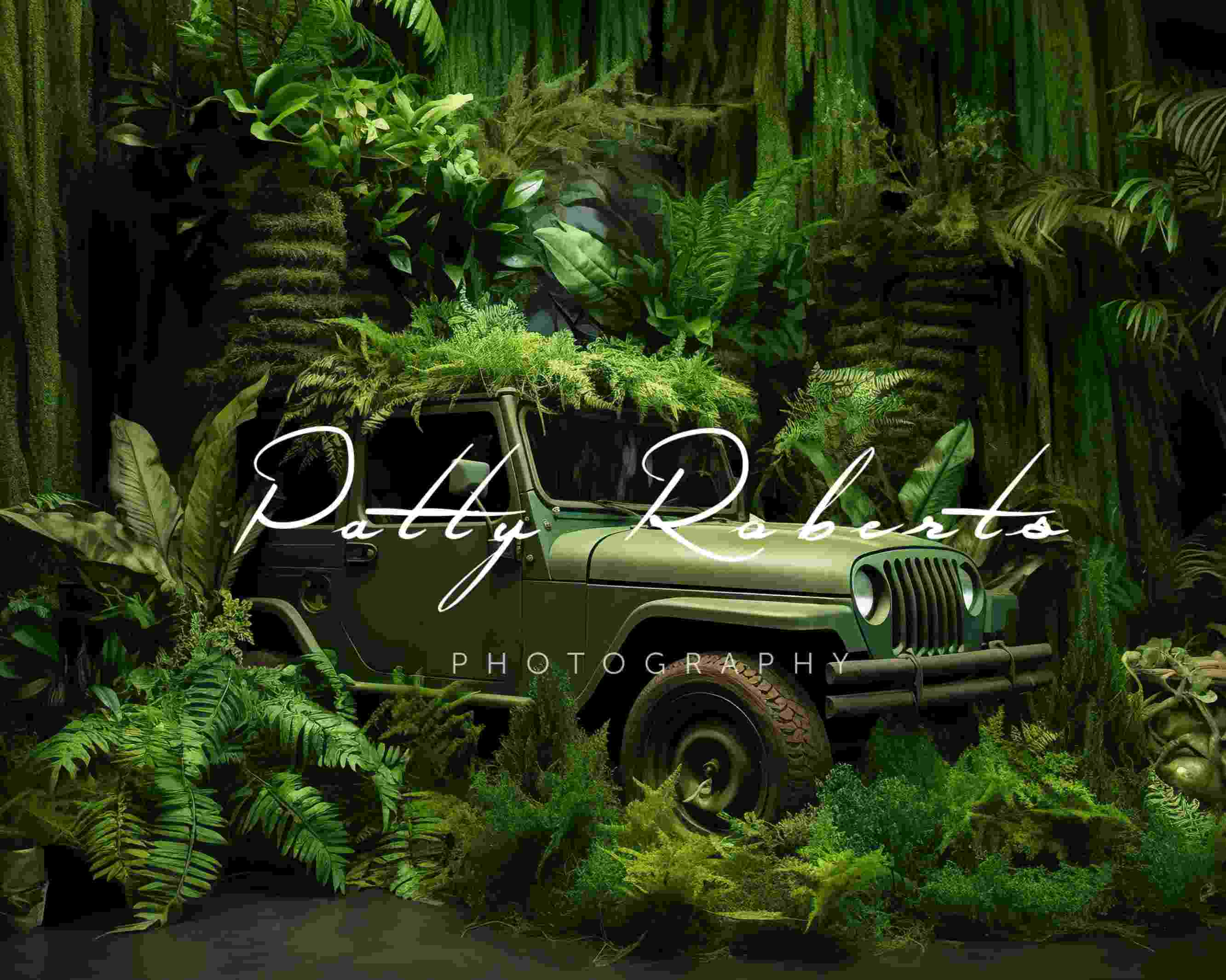 Kate Jeep Vert Jungle Toile de fond Conçu par Patty Robert - Kate Backdrop FR