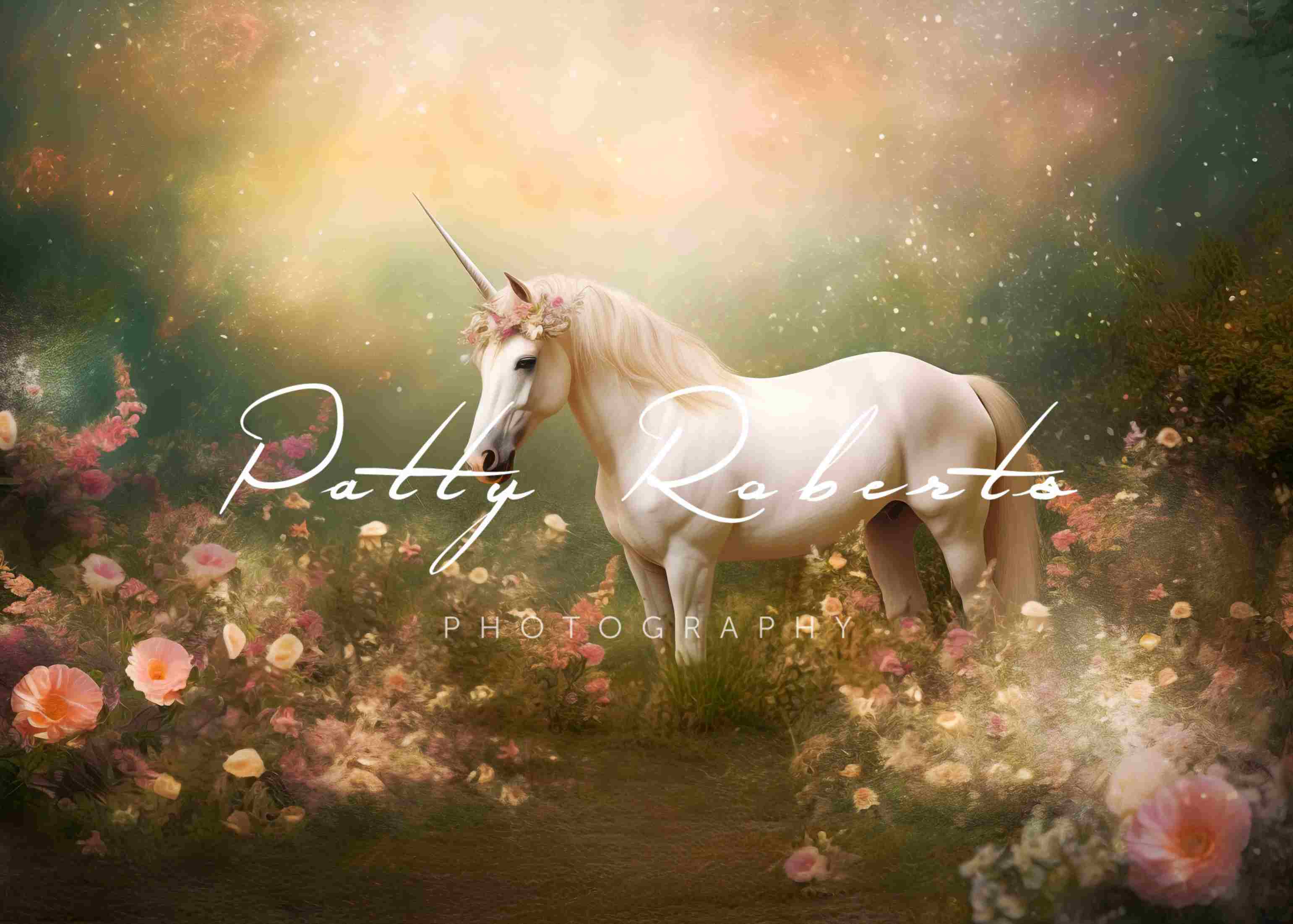 Kate Licorne fantaisiste Enfant Rêve Toile de fond Conçu par Patty Robert - Kate Backdrop FR