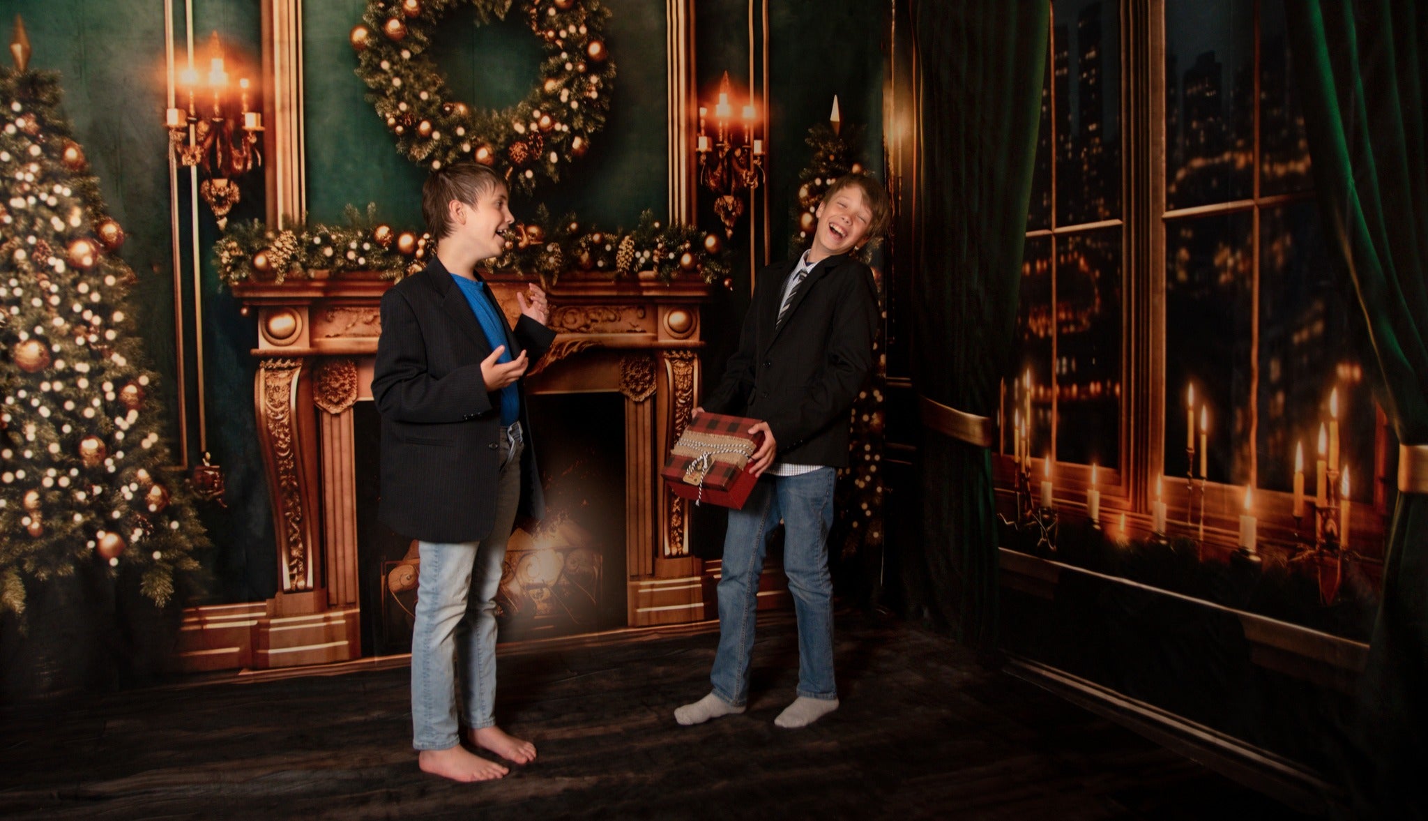 Kate Noël Cheminée Ville Nuit Vert Ensemble de chambre (8pix8pi&10pix8pi&8pix10pi) - Kate Backdrop FR