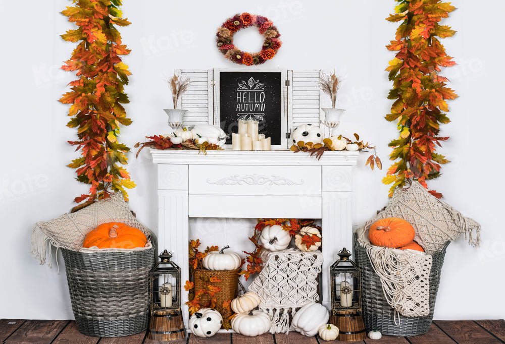 Kate Automne Citrouille Oreiller Boho Toile de fond pour la photographie - Kate Backdrop FR