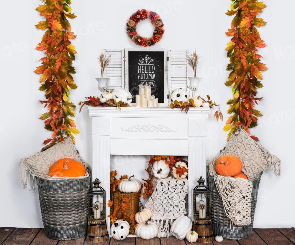 Kate Automne Citrouille Oreiller Boho Toile de fond pour la photographie - Kate Backdrop FR