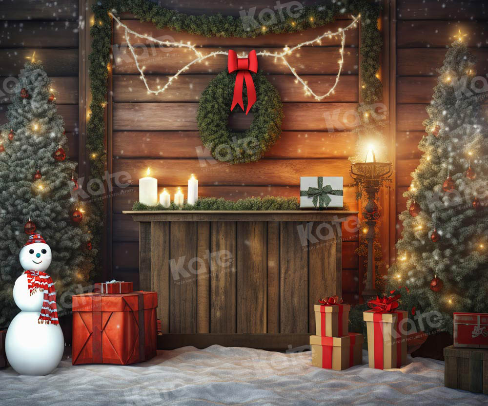 Kate Sapin de Noël Bonhomme de neige Toile de fond pour la photographie - Kate Backdrop FR