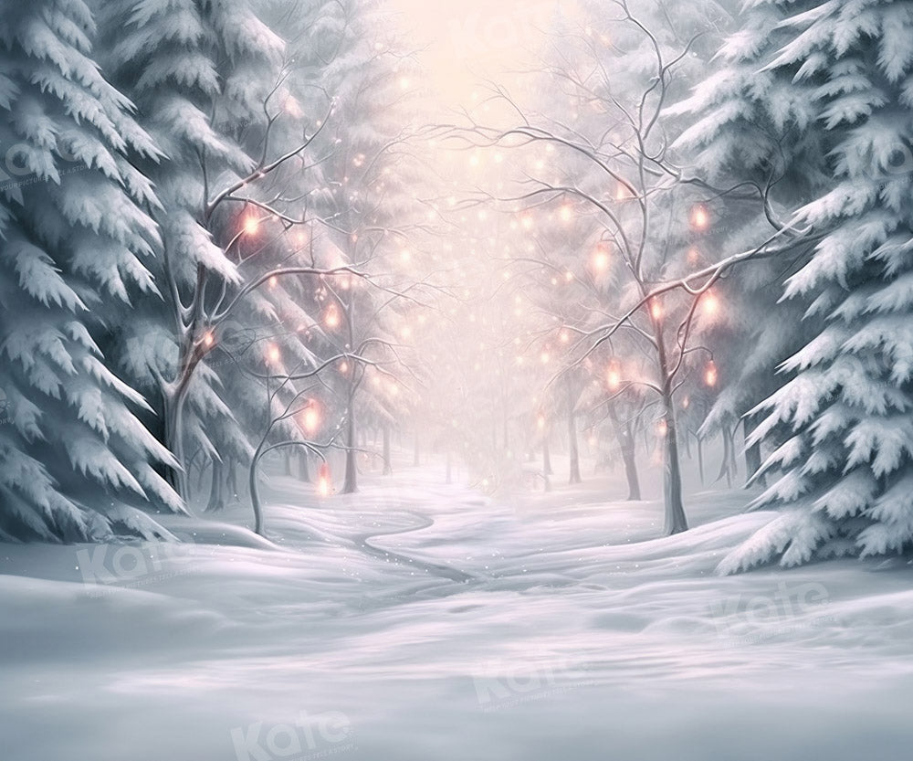 Kate Arbres Route Neige Blanc Toile de fond pour la photographie - Kate Backdrop FR