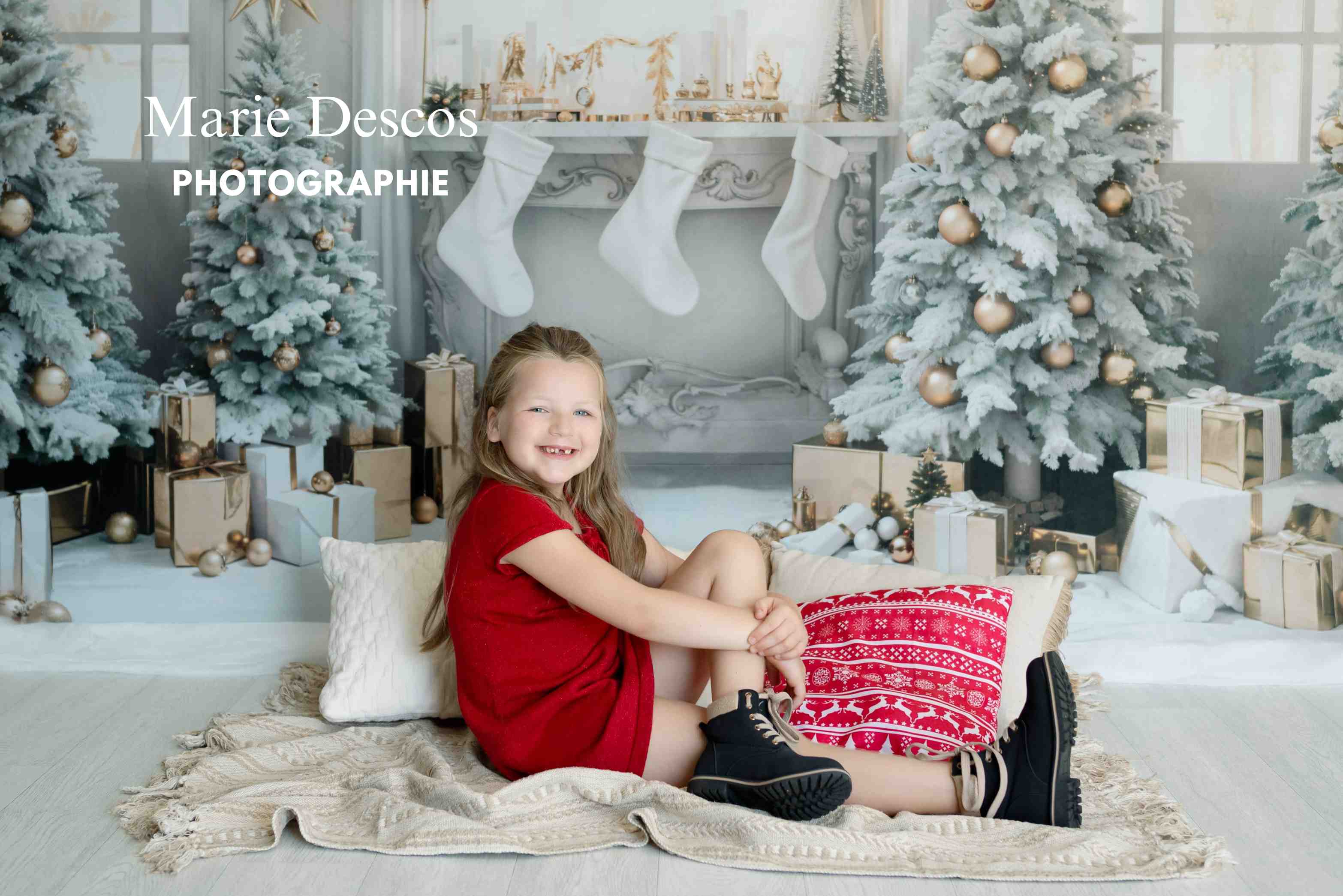 Kate Noël Fenêtre Arbres Cadeaux Doré Toile de fond pour la photographie - Kate Backdrop FR