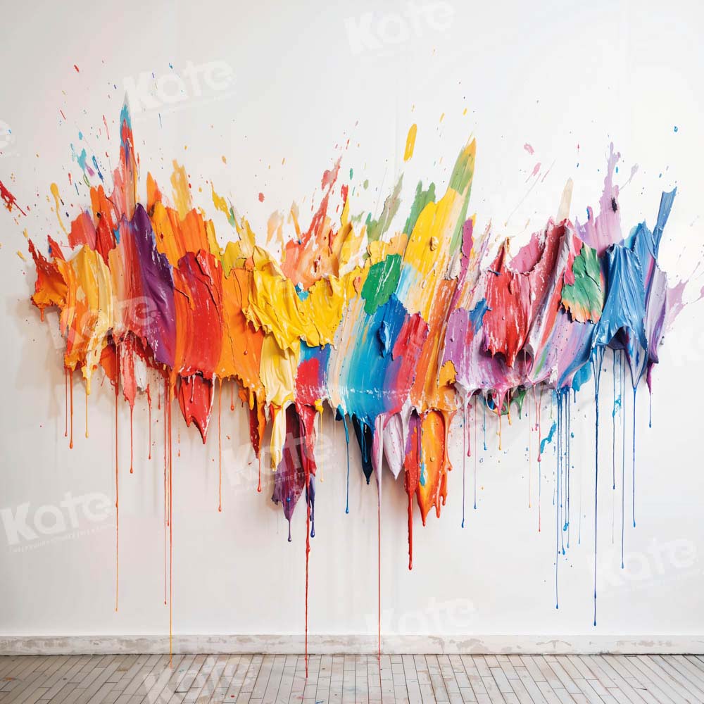 Kate Retour à l'école Mur blanc Coloré Peinture Toile de fond pour la photographie - Kate Backdrop FR