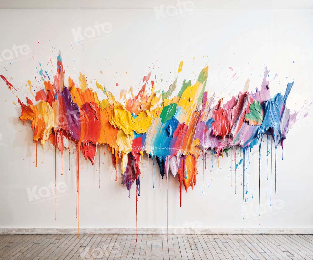Kate Retour à l'école Mur blanc Coloré Peinture Toile de fond pour la photographie - Kate Backdrop FR