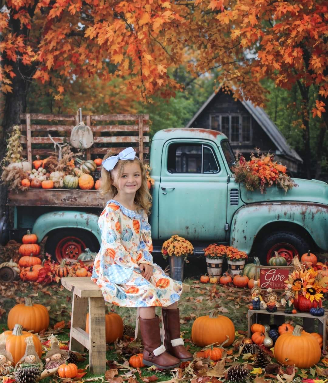 Kate Automne Camion Citrouille Récolte Toile de fond pour la photographie - Kate Backdrop FR