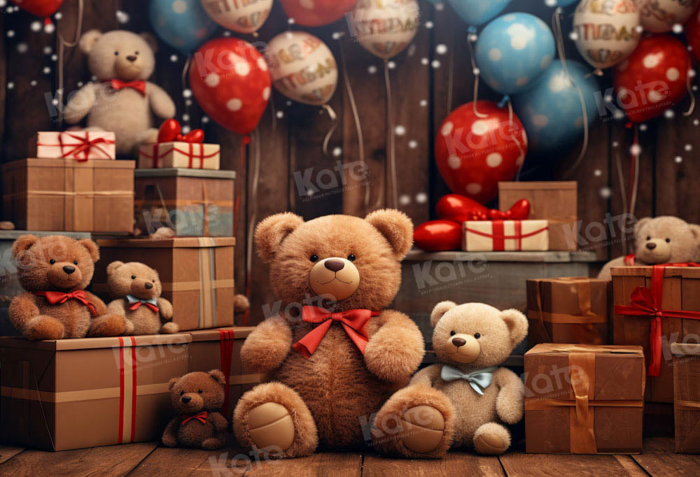 Kate Ballons Ours en peluche Cadeaux Toile de fond pour la photographie - Kate Backdrop FR