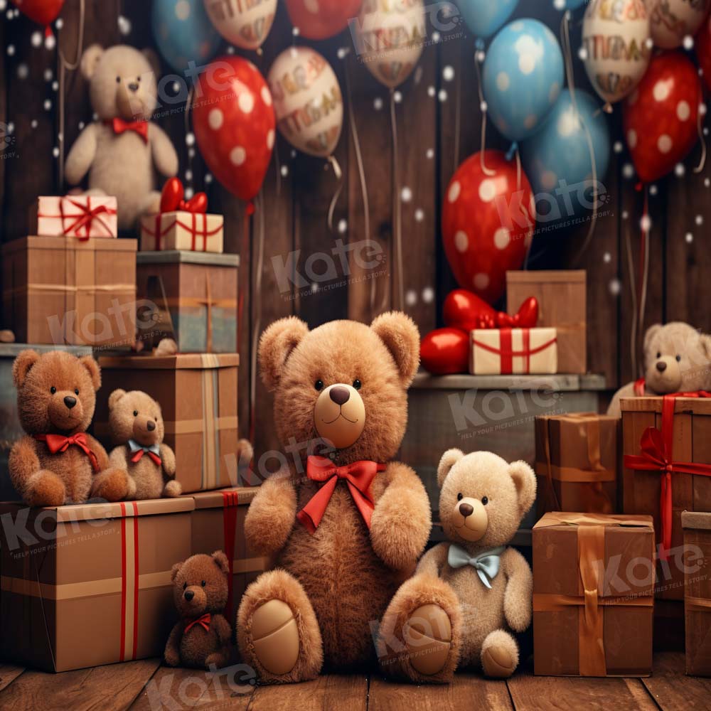 Kate Ballons Ours en peluche Cadeaux Toile de fond pour la photographie - Kate Backdrop FR