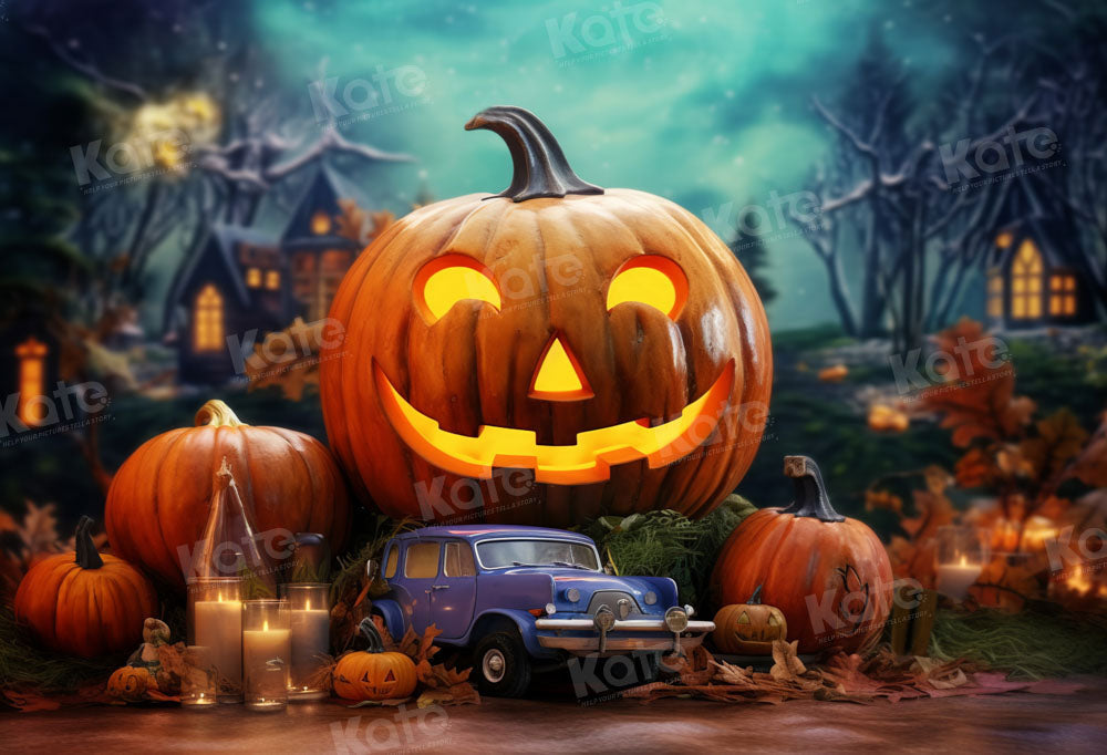 Kate Halloween Citrouilles Voiture Toile de fond pour la photographie - Kate Backdrop FR