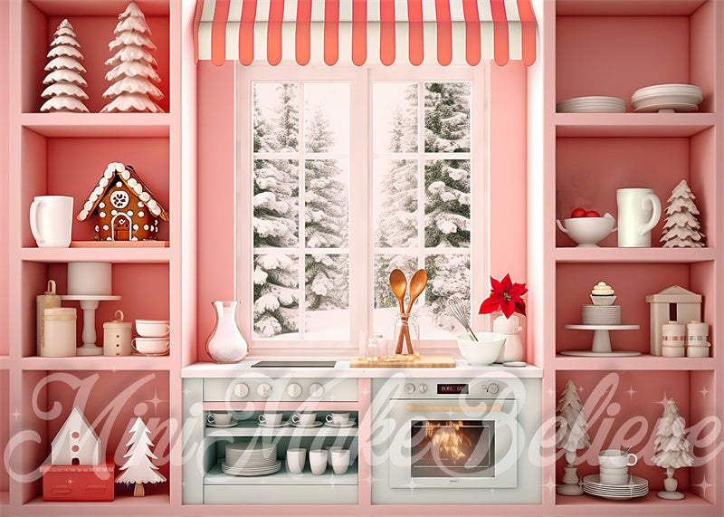 Kate Chic Rose Cuisine Hiver Toile de fond conçue par Mini MakeBelieve - Kate Backdrop FR