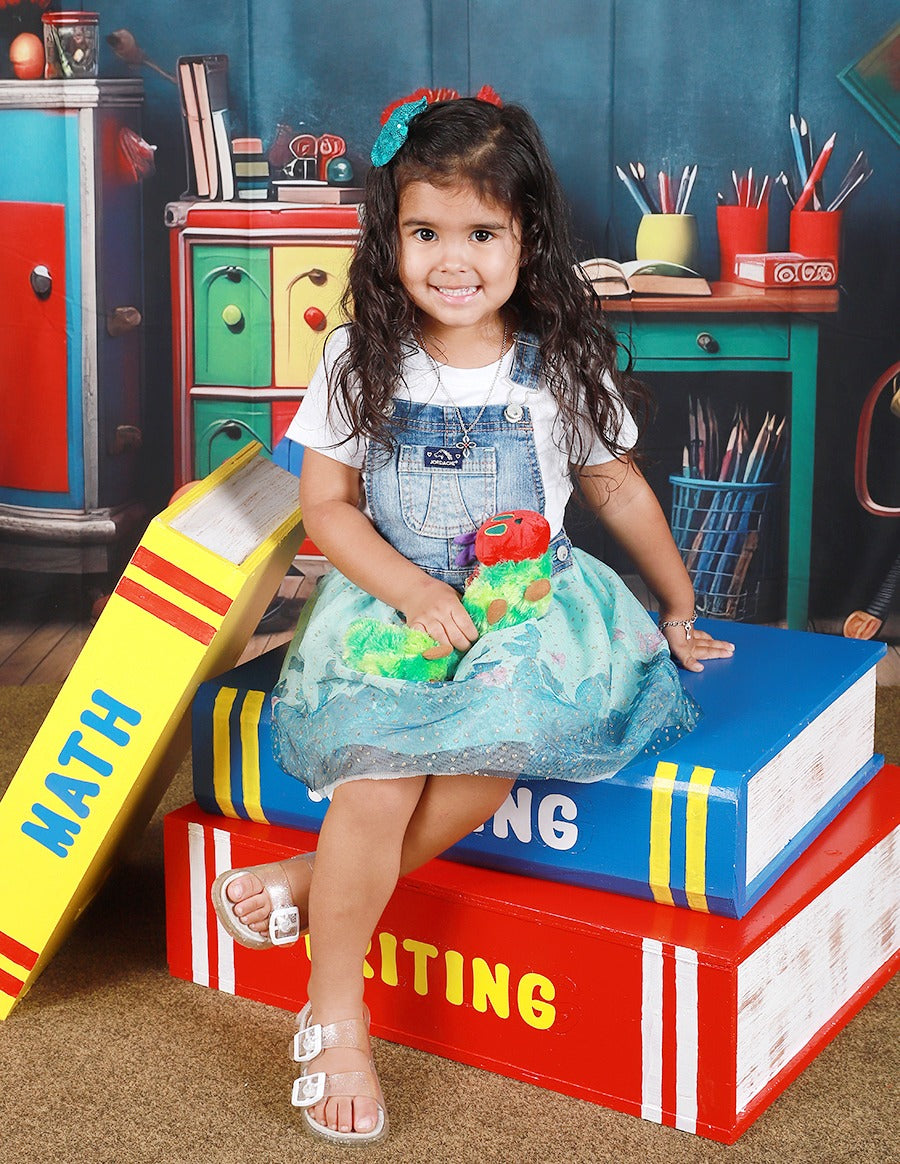 Kate Coloré Classe Retour à l'école Toile de fond Conçu par Happy Squirrel Design - Kate Backdrop FR