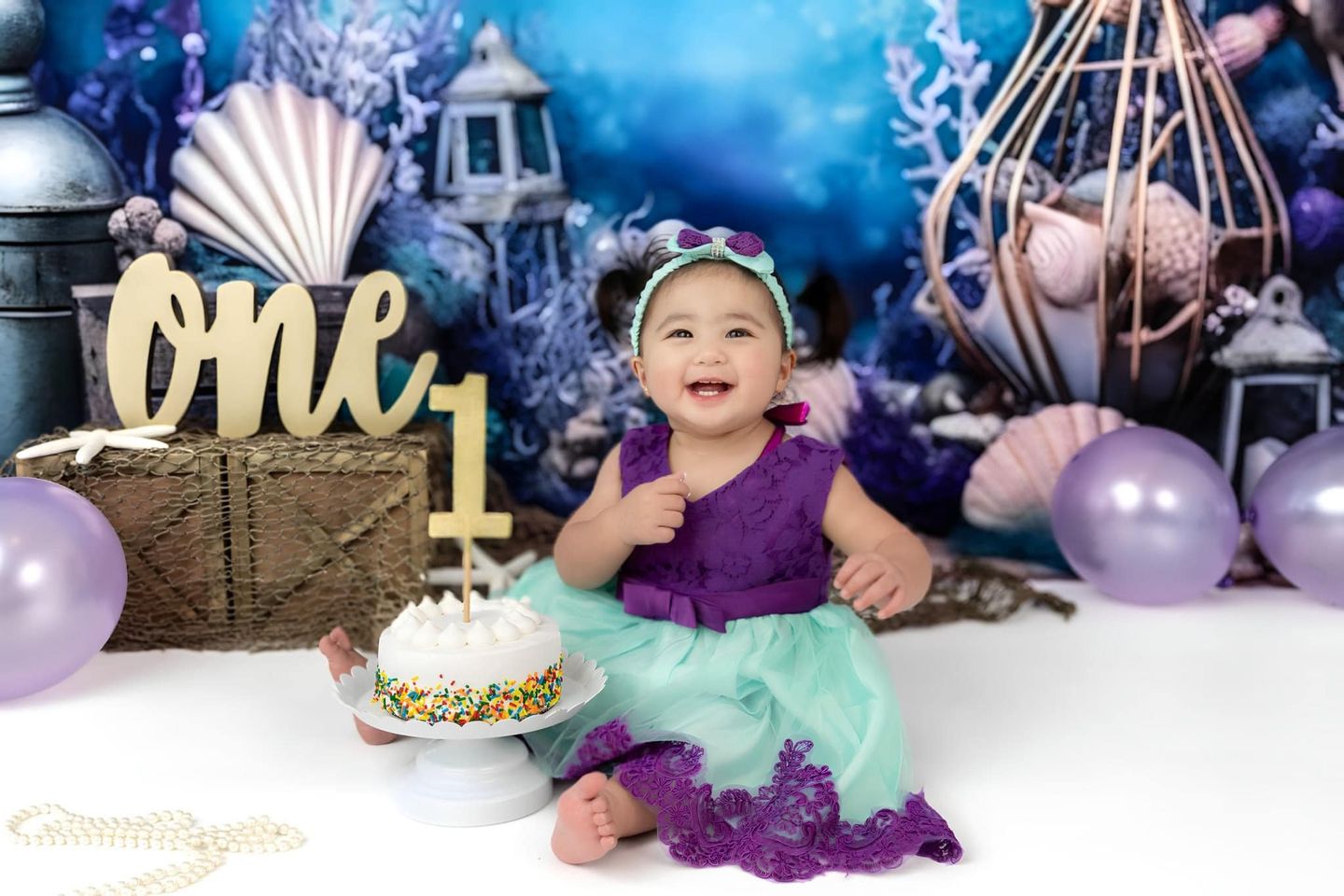Kate Violet Mer profonde Coquille Sirène Toile de fond pour la photographie - Kate Backdrop FR
