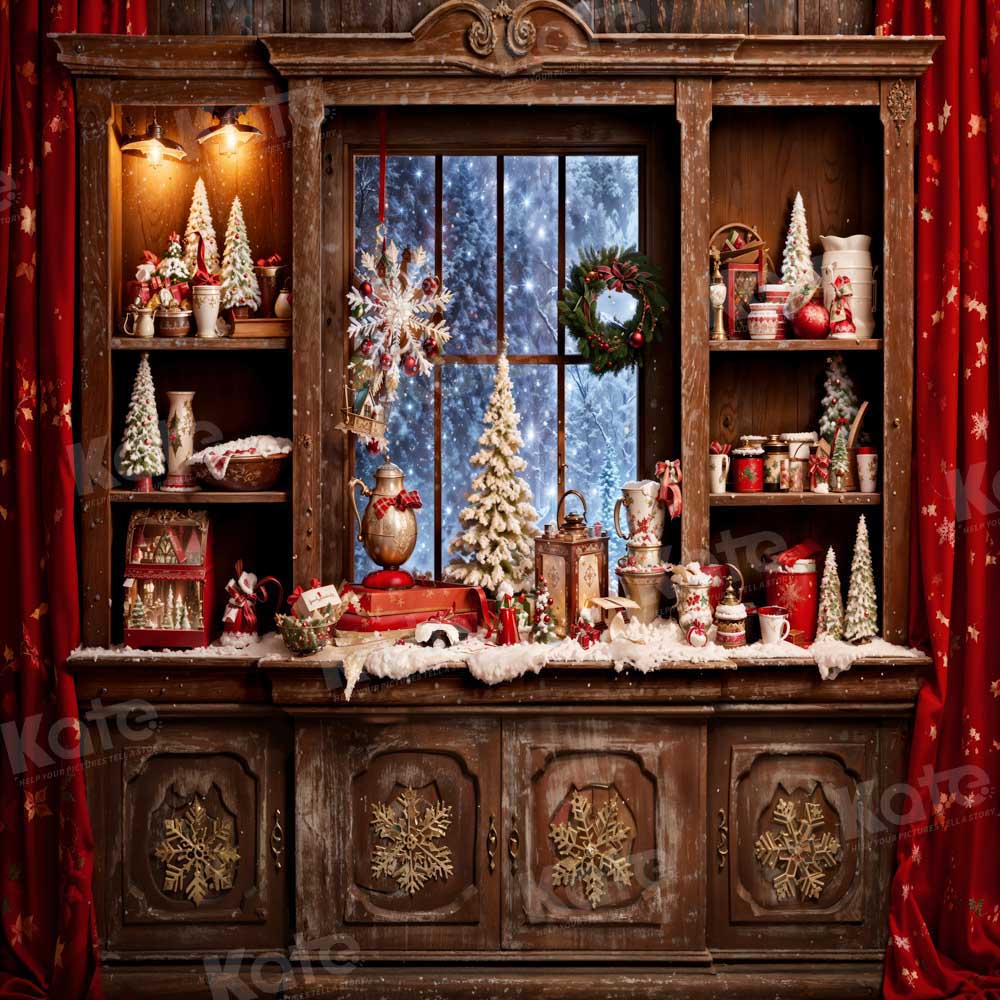 Kate Noël Rouge Brun Cuisine Toile de fond conçu par Emetselch - Kate Backdrop FR