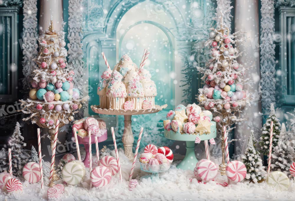 Kate Hiver Bonbons Gâteau Neige Toile de fond conçu par Emetselch - Kate Backdrop FR
