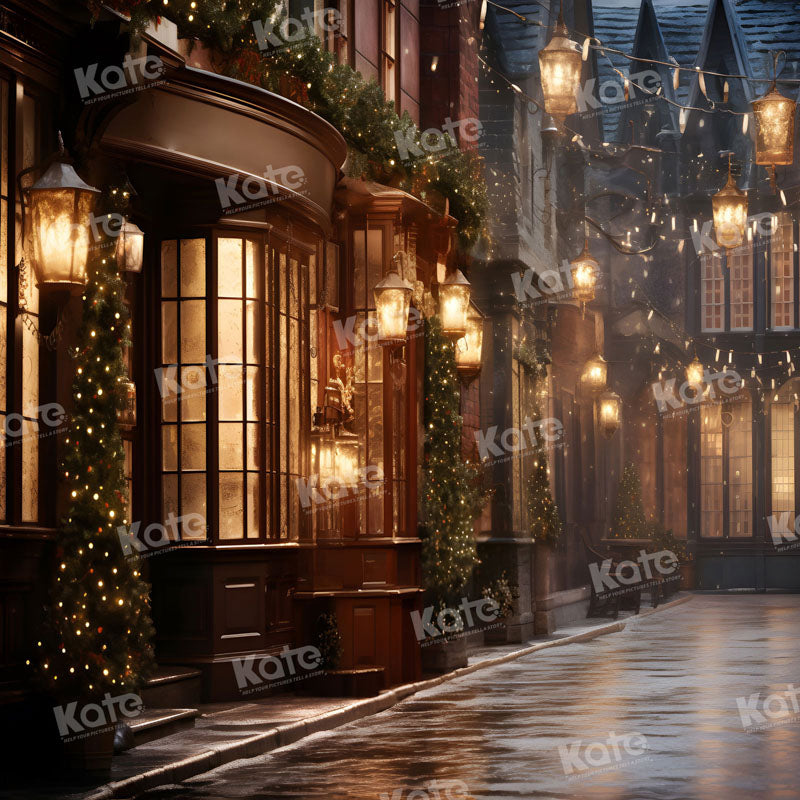 Kate Sapin de Noël Ville Nuit Rue Toile de fond pour la photographie - Kate Backdrop FR
