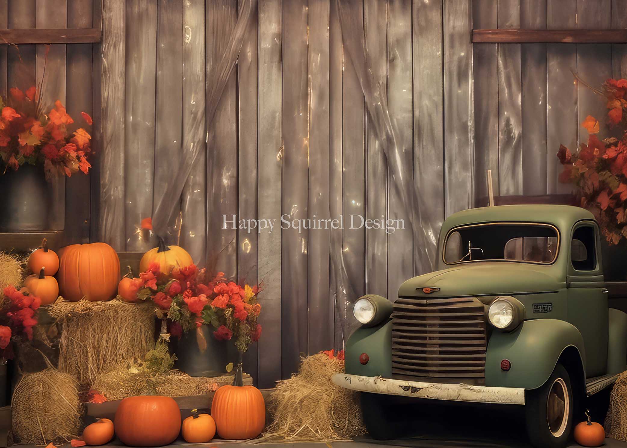 Kate Automne Ferme Porte Voiture Toile de fond Conçu par Happy Squirrel Design - Kate Backdrop FR