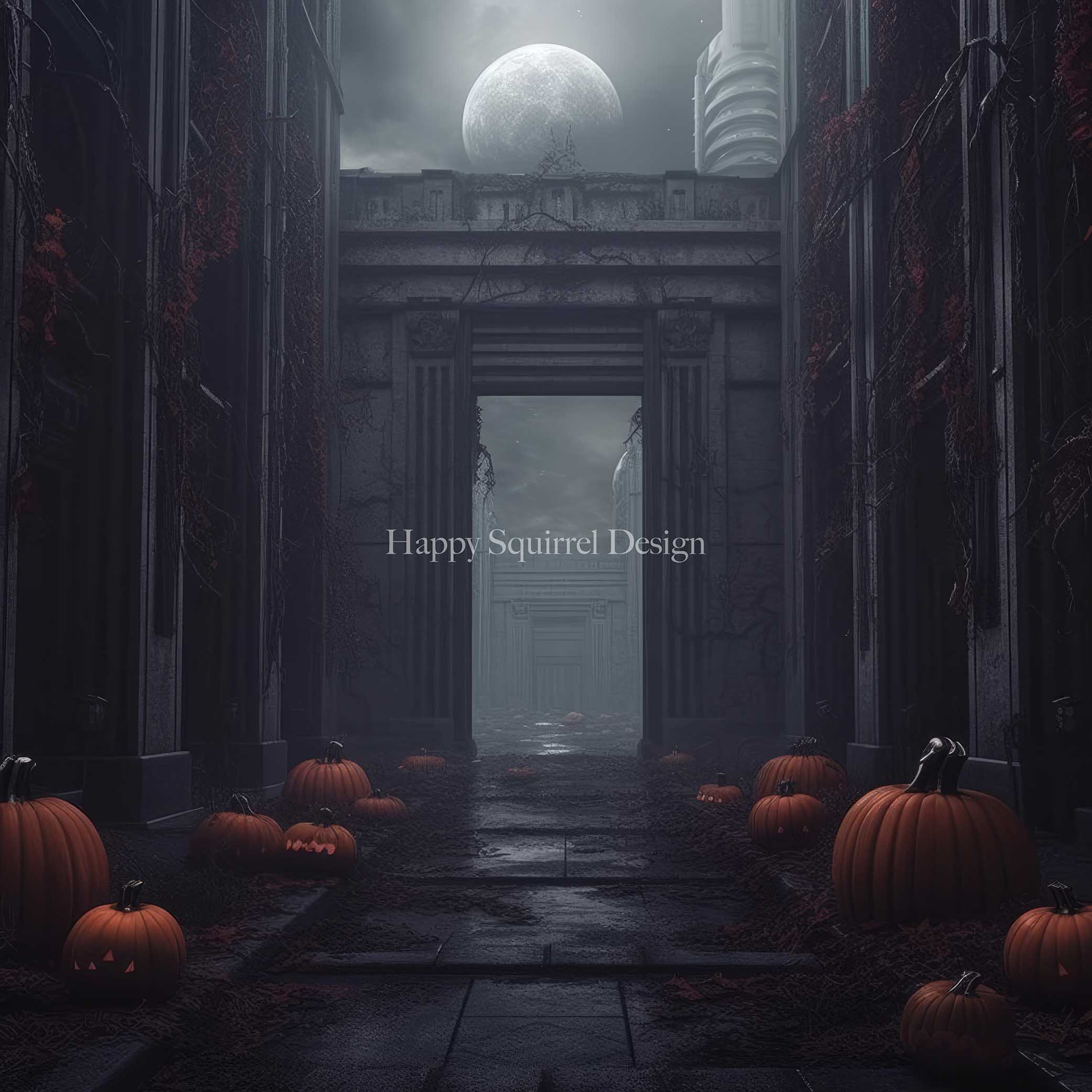 Kate Allée des Citrouilles Halloween Toile de fond Conçu par Happy Squirrel Design - Kate Backdrop FR