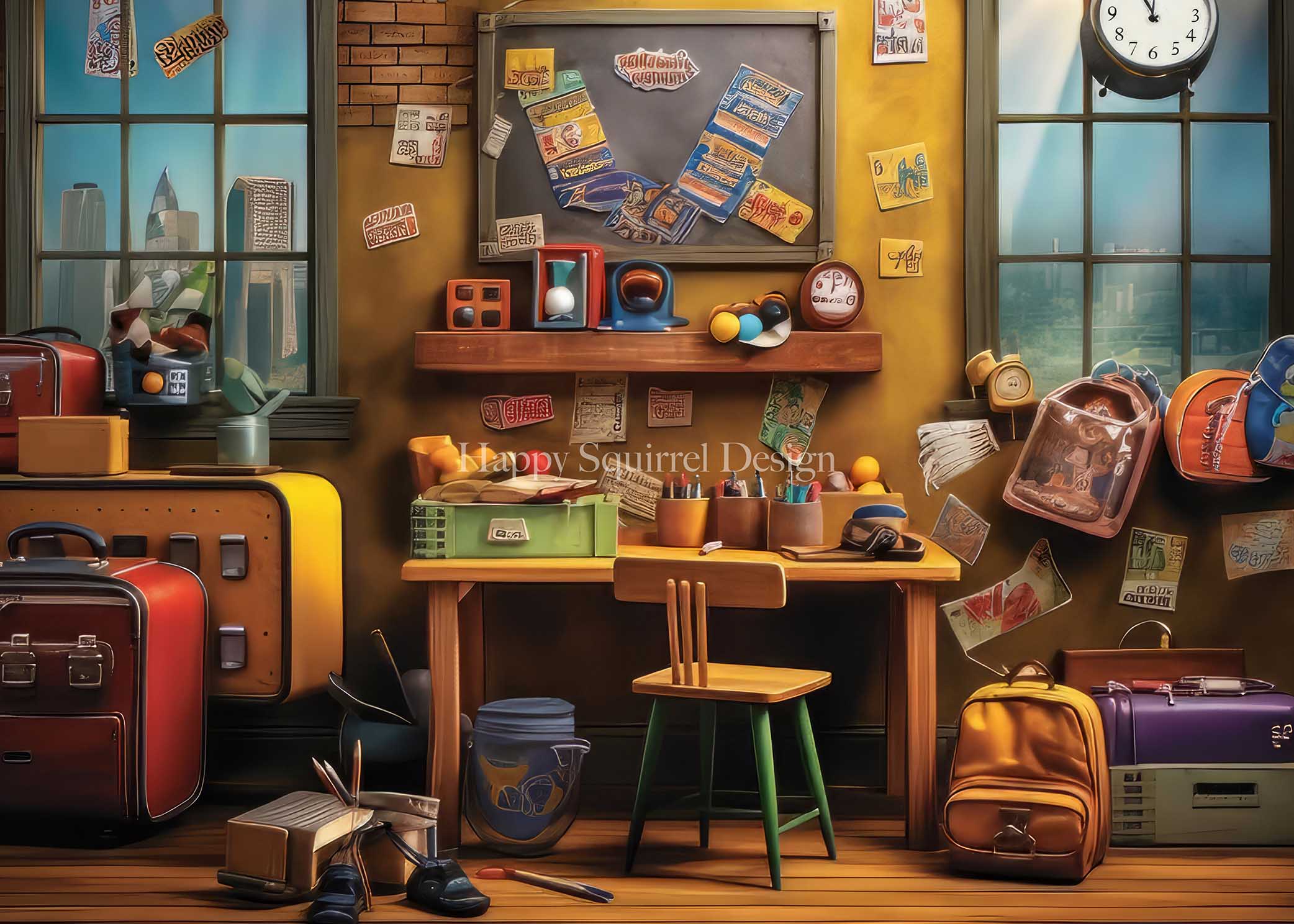 Kate Maison de l'école Espace de travail Toile de fond Conçu par Happy Squirrel Design - Kate Backdrop FR