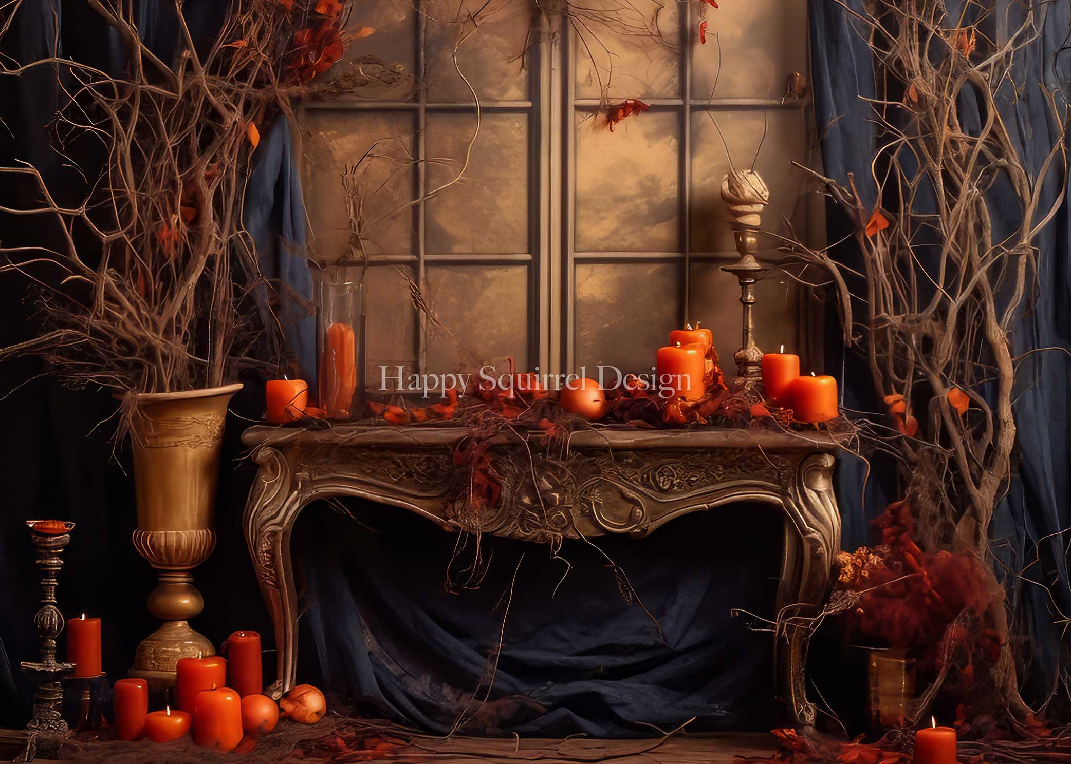 Kate Sinistre Halloween Bougies Toile de fond Conçu par Happy Squirrel Design - Kate Backdrop FR