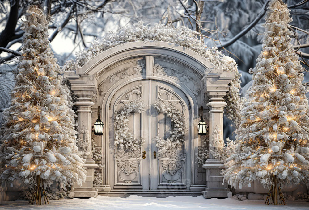 Kate Arbre de Noël Porte Neige Blanc Toile de fond pour la photographie - Kate Backdrop FR