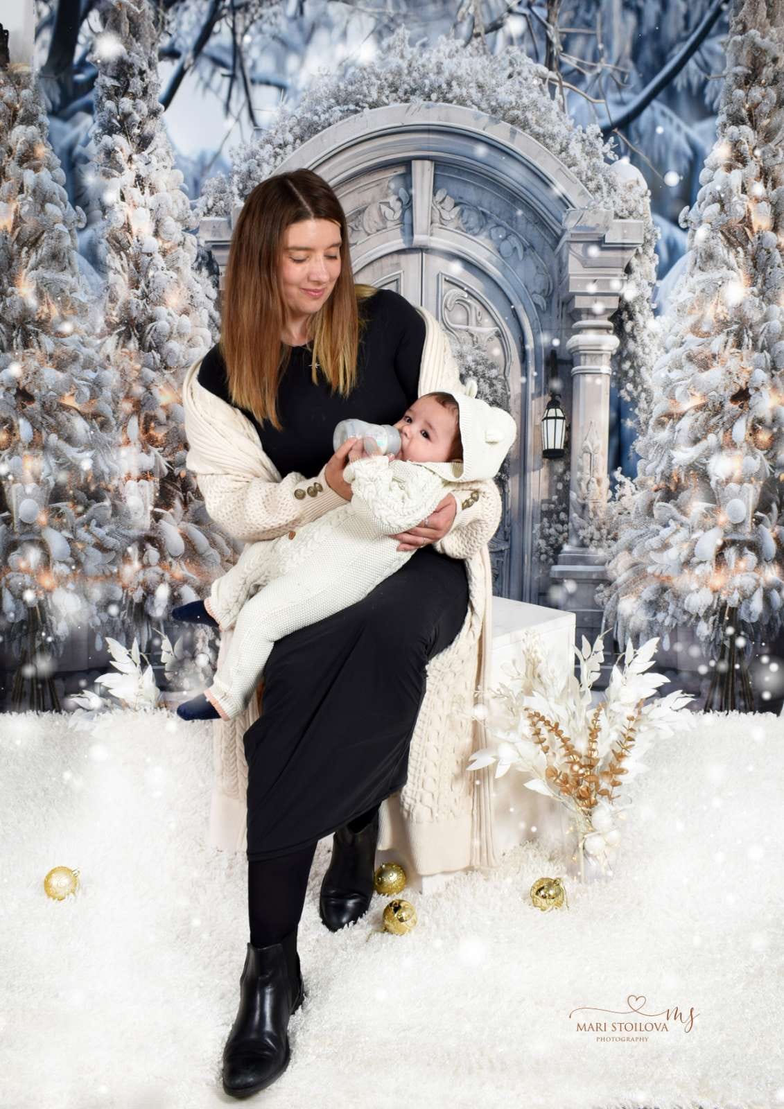 Kate Arbre de Noël Porte Neige Blanc Toile de fond pour la photographie - Kate Backdrop FR