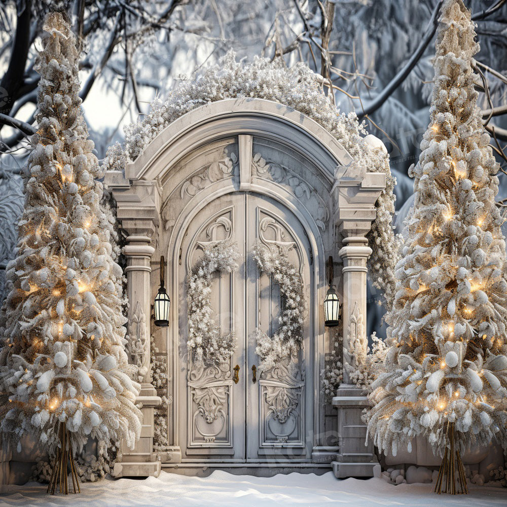 Kate Arbre de Noël Porte Neige Blanc Toile de fond pour la photographie - Kate Backdrop FR