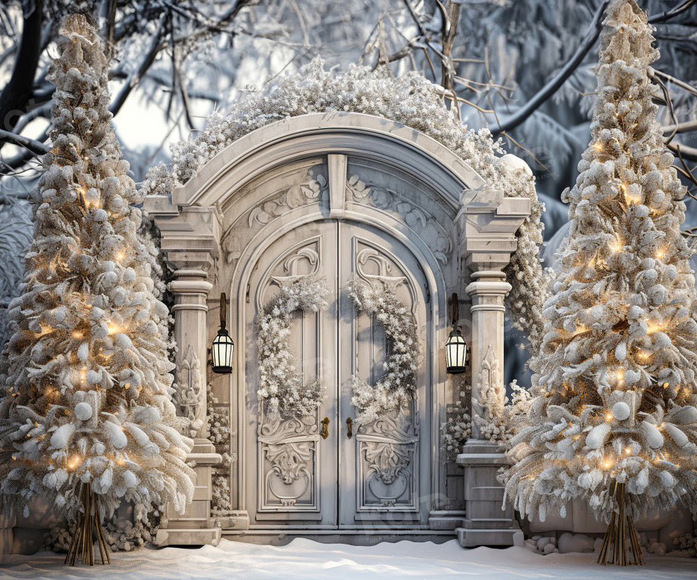 Kate Arbre de Noël Porte Neige Blanc Toile de fond pour la photographie - Kate Backdrop FR
