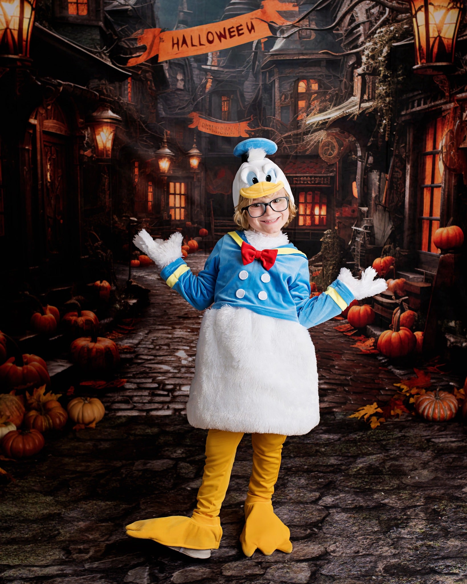 Kate Halloween Rue Citrouille Toile de fond conçu par Emetselch - Kate Backdrop FR