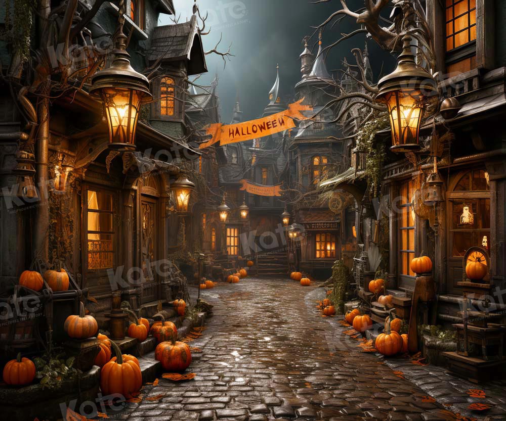 Kate Halloween Rue Citrouille Toile de fond conçu par Emetselch