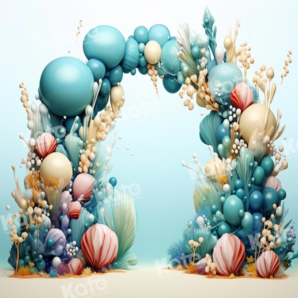 Kate Été Vert bleu Arche de Ballons Toile de fond conçu par Emetselch - Kate Backdrop FR