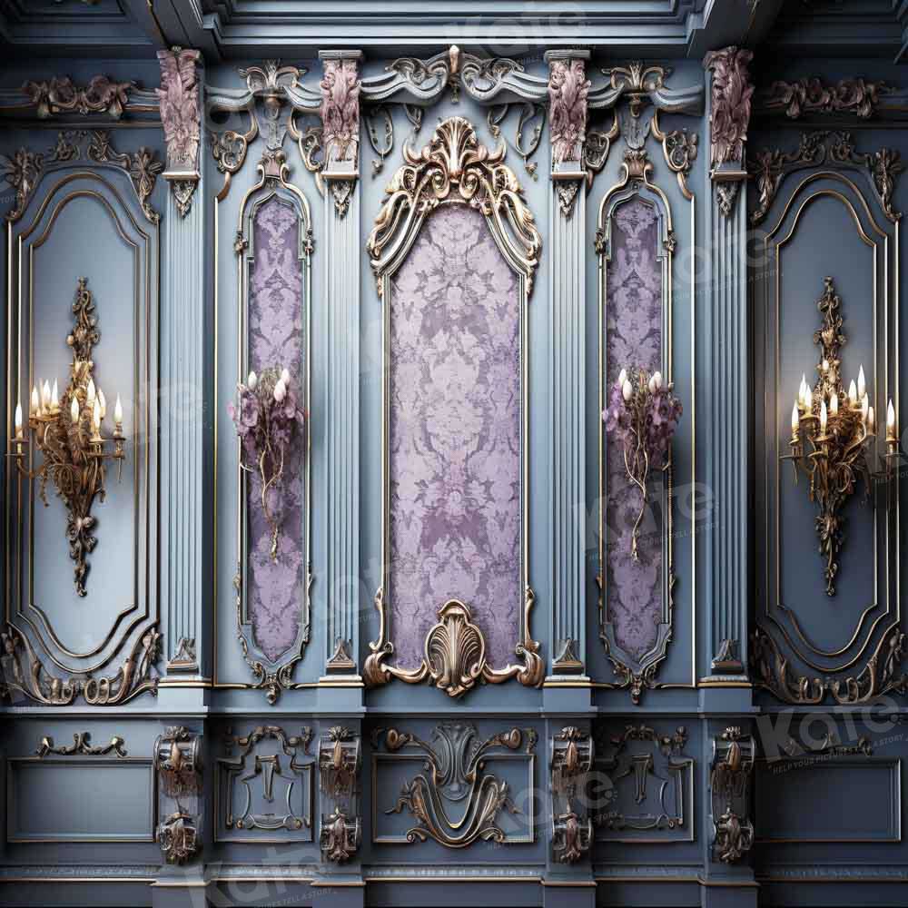 Kate Rétro Vintage Mur Violet Bleu Toile de fond Conçu par Kate Image - Kate Backdrop FR