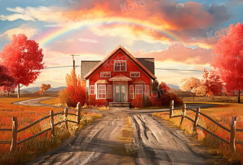 Kate Automne Coucher de Soleil Rouge Ferme Toile de fond conçu par Emetselch - Kate Backdrop FR