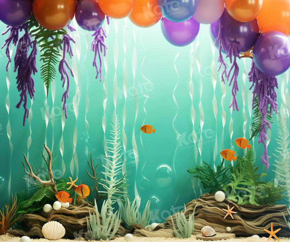 Kate Été Vert Sirène Sous-marin Ballons Toile de fond conçu par Emetselch - Kate Backdrop FR