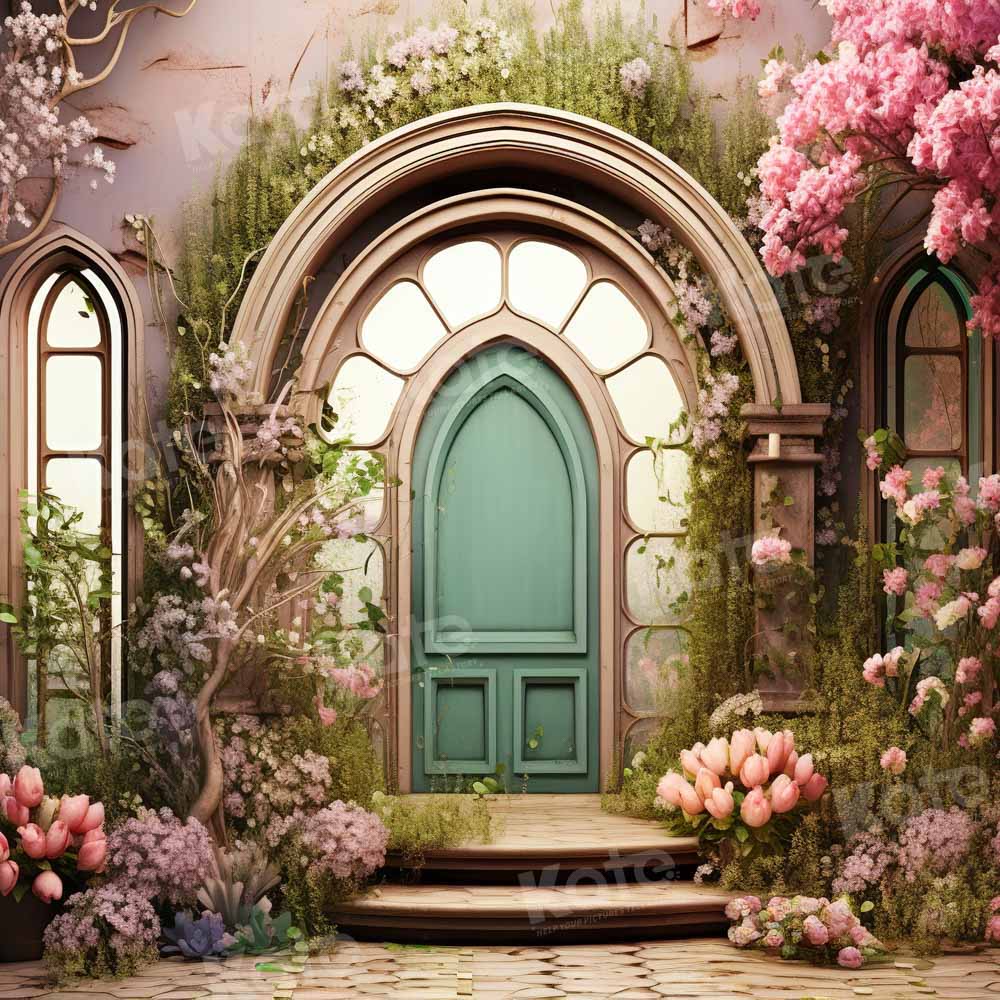 Kate Été Rose Fleur Arbre Maison Porte Toile de fond conçu par Emetselch - Kate Backdrop FR