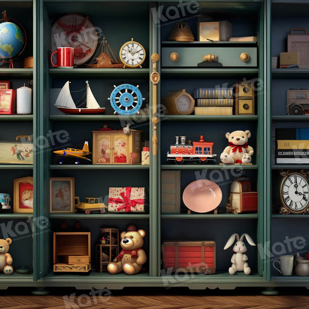 Kate Jouet Étagère verte Enfant Toile de fond conçu par Emetselch - Kate Backdrop FR