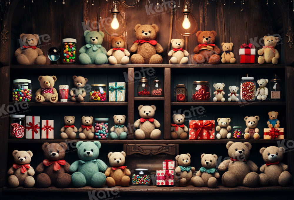 Kate Ours en peluche Étagère Cadeaux Bonbons Toile de fond conçu par Emetselch - Kate Backdrop FR