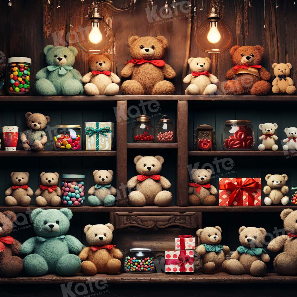 Kate Ours en peluche Étagère Cadeaux Bonbons Toile de fond conçu par Emetselch - Kate Backdrop FR